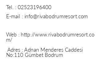 Riva Bodrum Resort iletiim bilgileri